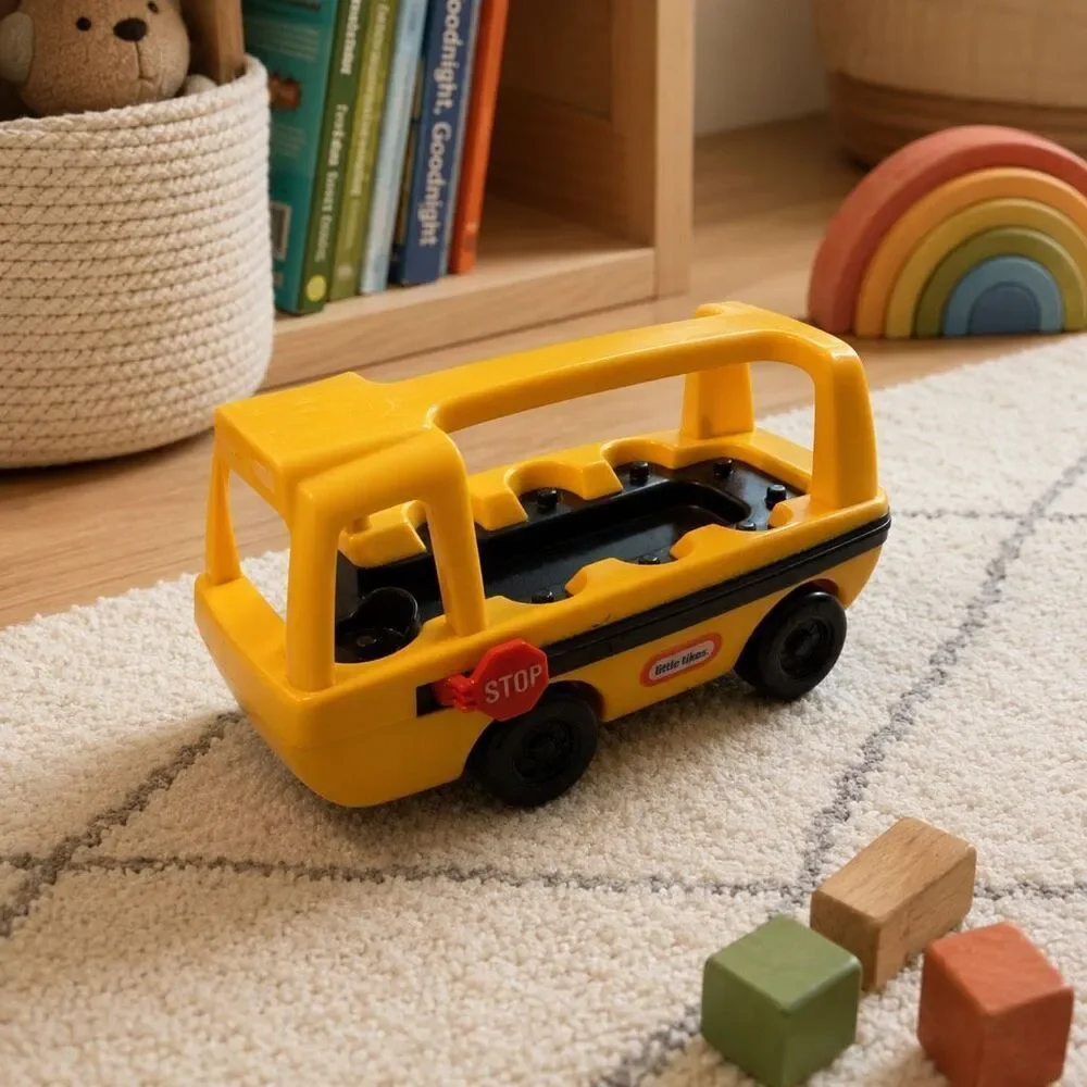 Vintage Little Tikes School Bus Toddle Tots Vehicle Toy USA Made